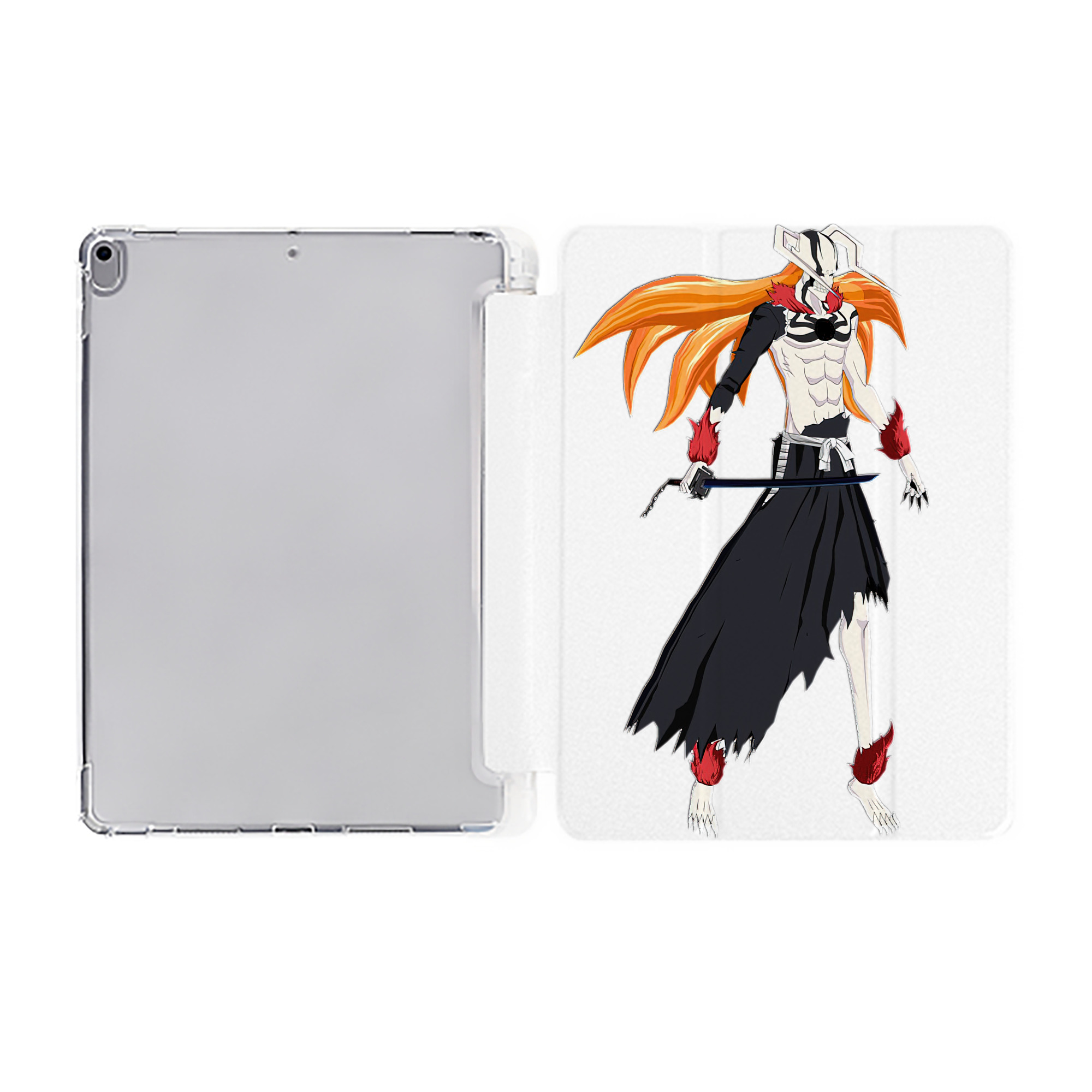 （画像用） ブリーチ 黒崎一護（くろさき いちご）BLEACH Kurosaki Ichigo IPad ケース ペン収納付き 三つ折りスタンド PUレザー×シリコン 対応機種9.5/10.5/10.9インチ